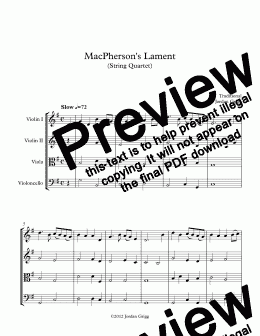 page one of MacPherson’s Lament (String Quartet)