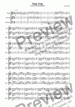 page one of Tiny Trio for oboe clarinet bassoon