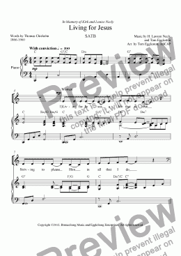 page one of Living for Jesus SATB
