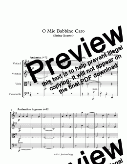 page one of O Mio Babbino Caro (String Quartet)