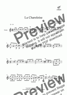 page one of La Charoloise for solo guitar