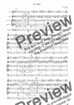 page one of Power Suite (oboe, viola, horns, trombone):  III. Waltz