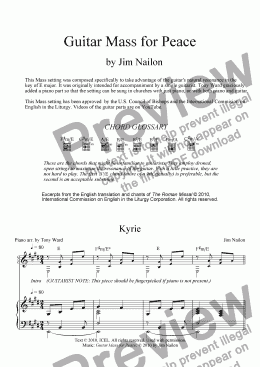 page one of Guitar Mass for Peace - Full score (piano, guitar, voice)