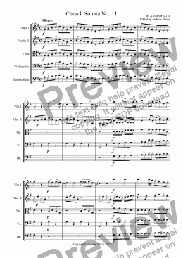 page one of Church Sonata No. 11 K.272