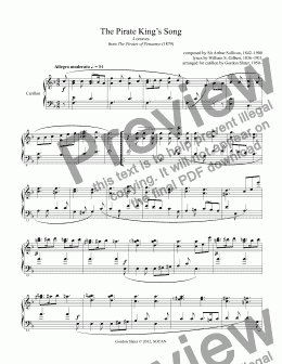 page one of The Pirate King’s Song, arr. for carillon