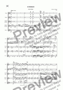page one of SCHERZO for five flutes