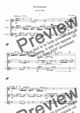 page one of Divertimento for three flutes