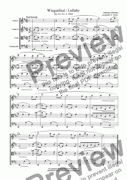 page one of Wiegenlied / Lullaby (D maj) for string quartet