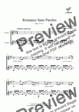 page one of Romance Sans Paroles Op. 17 nº 3 for guitar duet