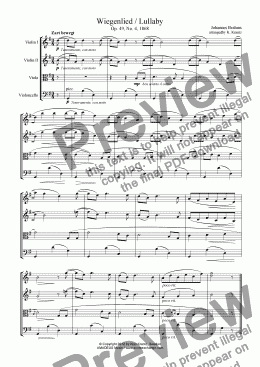 page one of Wiegenlied / Lullaby (G Maj) for string quartet
