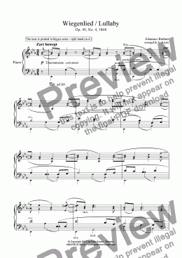 page one of Wiegenlied / Lullaby for piano solo