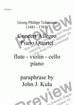 page one of Concert Allegro - piano quartet