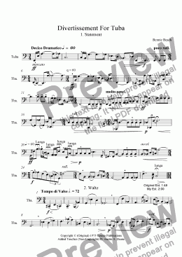 page one of Divertissement For Tuba