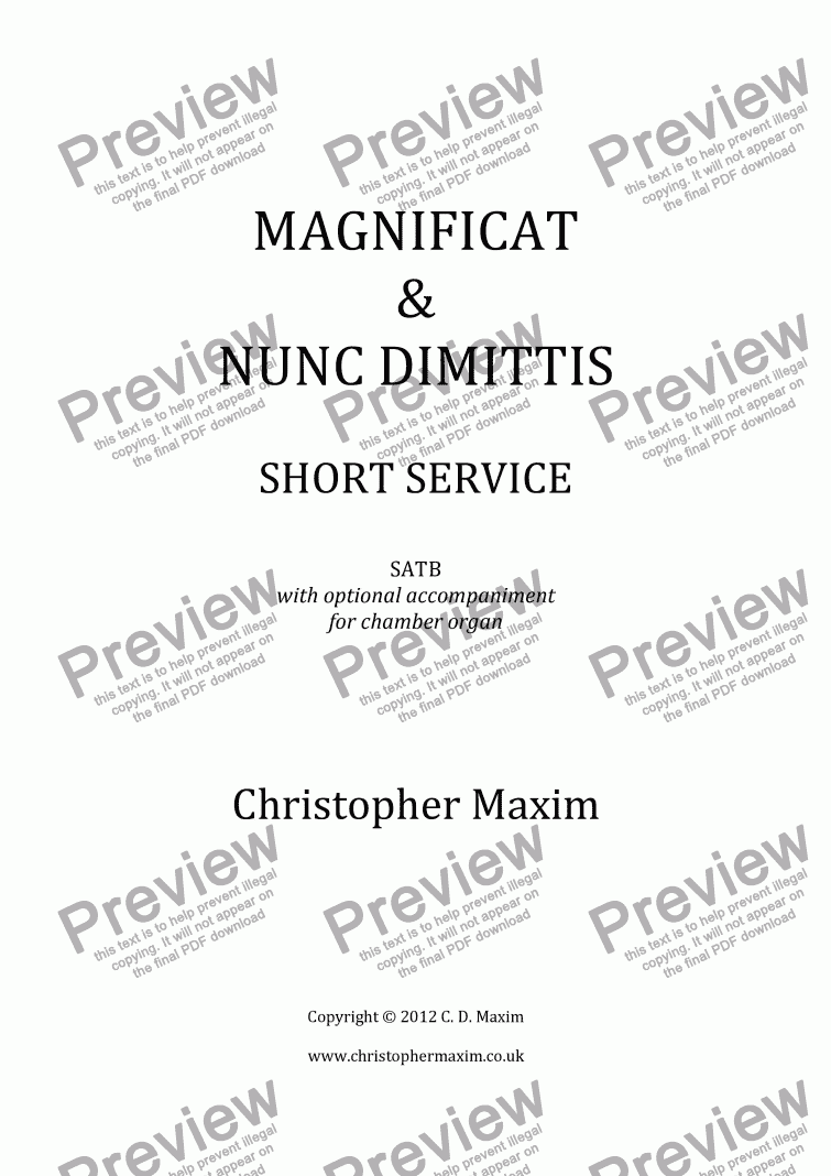 page one of Magnificat & Nunc Dimittis (Short Service)