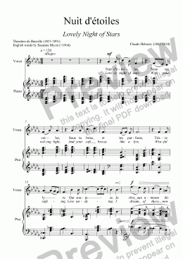 page one of Nuit d’étoiles (Debussy / Banville)