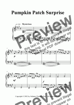 page one of Pumpkin Patch Surprise (piano, by Melanie C. Rist)