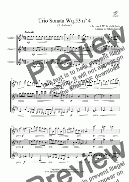 page one of Trio Sonata Wq.53 nº 4 (1. Andante) for guitar trio