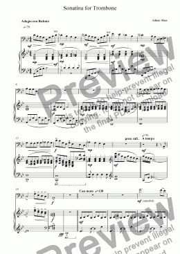 page one of Sonatina for trombone