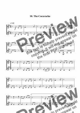 page one of The Cucaracha - Trumpet Duet.