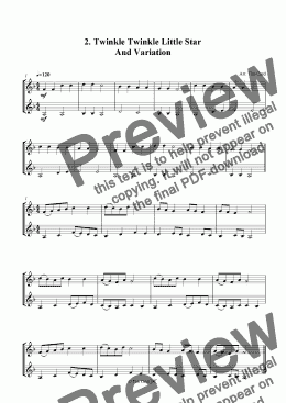 page one of Twinkle Twinkle Little Star And Variation - Trumpet Duet.
