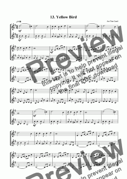 page one of Yellow Bird - Trumpet Duet.