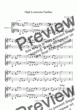 page one of High Lonesome Fanfare (horn duet)