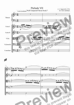 page one of Prelude VII "well-tempered clavier"