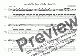 page one of Arrival of the Queen of Sheba - Guitar Trio