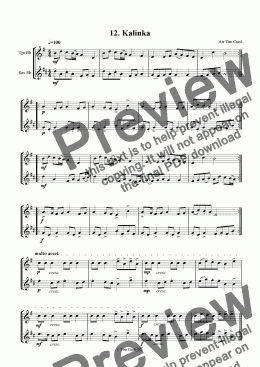 page one of Kalinka - Trumpet And Alto Saxophone Duet.