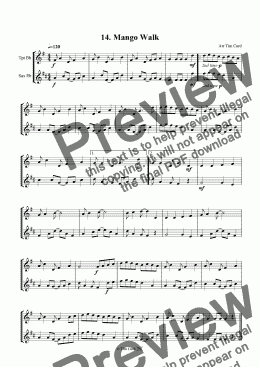 page one of Mango Walk - Trumpet And Alto Saxophone Duet.