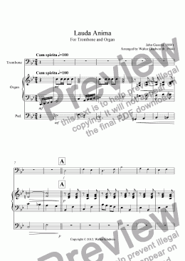 page one of Lauda Anima: Trombone and Organ