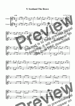 page one of Scotland The Brave - Clarinet Duet.