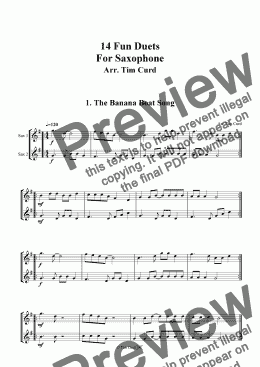 page one of The Banana Boat Song - Saxophone Duet