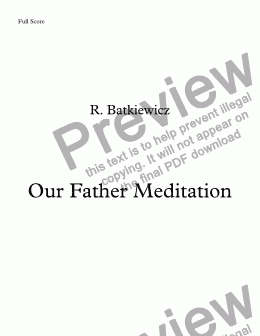 page one of Our Father Meditation-Two Guitars
