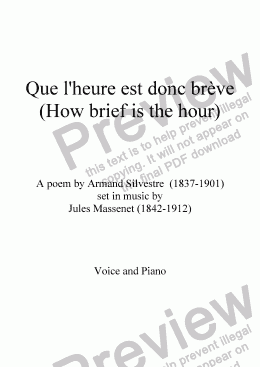 page one of Que l’heure est donc brève (Massenet / A. Silvestre)