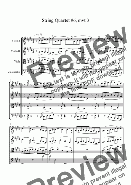 page one of String Quartet #6, movement 3