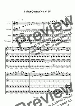 page one of String Quartet #6, movement 4