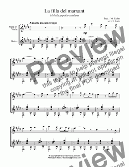 page one of La filla del marxant for violin or flute and guitar