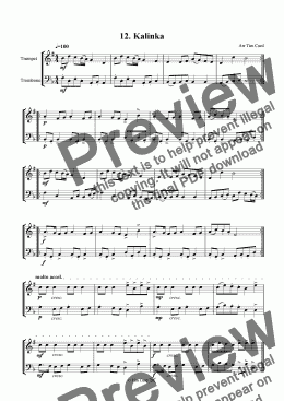 page one of Kalinka - Trumpet And Trombone Duet.