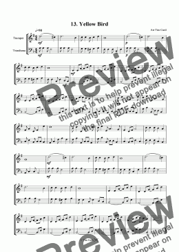 page one of Yellow Bird - Trumpet And Trombone Duet.