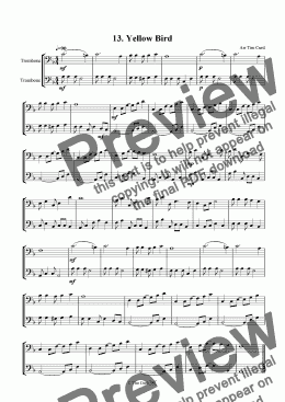 page one of Yellow Bird - Trombone Duet.