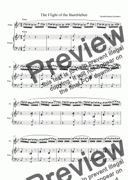 page one of The Flight of the Bumblebee for Flute and Piano Accompaniment