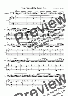 page one of The Flight of the Bumblebee for Trombone with Piano Accompaniment