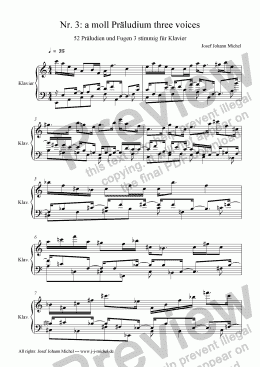 page one of Nr. 3: a moll Präludium three voices