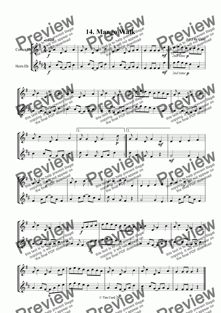 page one of Mango Walk - Cornet And Tenor Horn Duet.