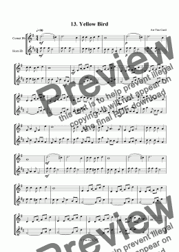 page one of Yellow Bird - Cornet And Tenor Horn Duet.