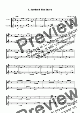 page one of Scotland The Brave - Alto and Tenor Saxophonr Duet.