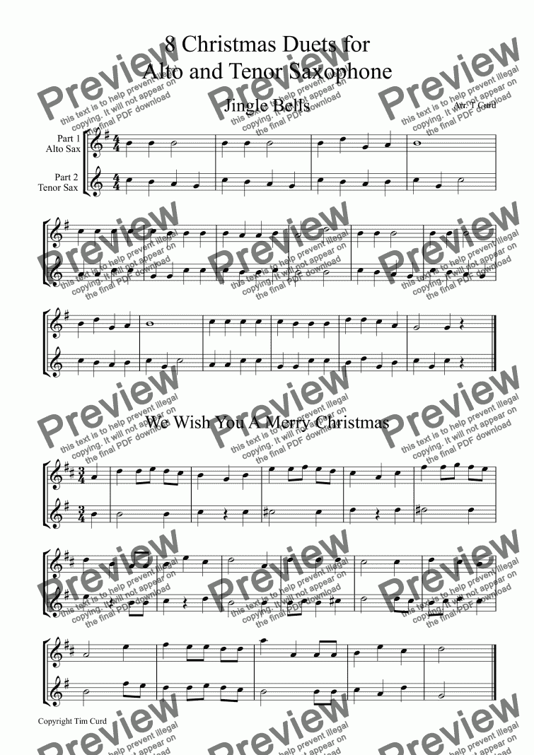 page one of 8 Christmas Duets For Alto And Tenor Saxophone.