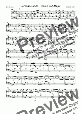 page one of Serenade of ZYF theme in A-Major"Dreaming River" 2 Andentino