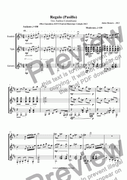 page one of Regalo (Pasillo) Trio Andino Colombiano Obra Ganadora XXVI Festival Hatoviejo Cotrafa 2012